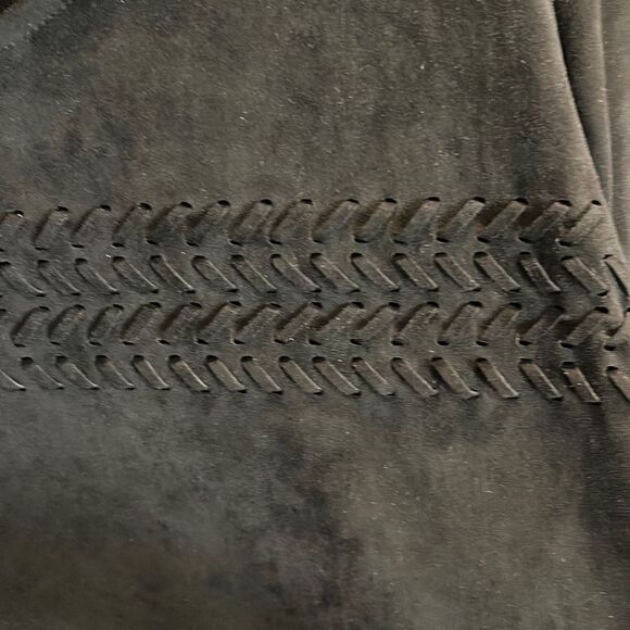 Black Fringed Faux Suede Top - Picture 5 of 7